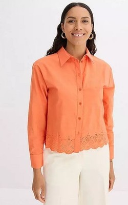 FREEMANS Broderie Hem Blouse in Mango UK 18 Plus  (fmn79-9)
