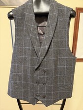 Paul Fredrick Plaid Multi-Color Wool Vest Pantex Fabric Italy Extra Large