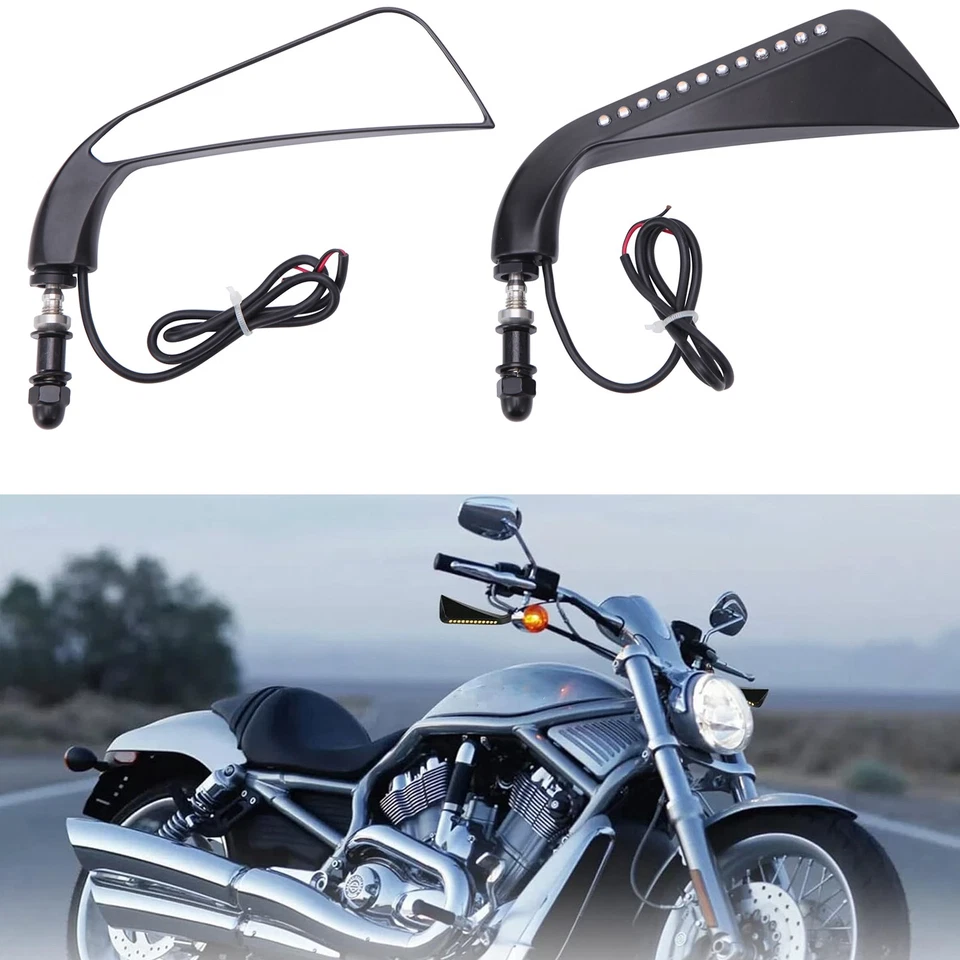 Espejos retrovisores de motor + luz de señalización de giro para American Ironhorse Texas Chopper Foto 2 de 4