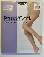 Round the Clock Girdle at the Top Pantyhose Jet Black C NIP Sheer Reinforced Toe