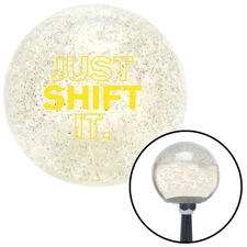 Yellow Just Shift It. Clear Metal Flake Shift Knob w/ M16x1.5 Insert Shifter