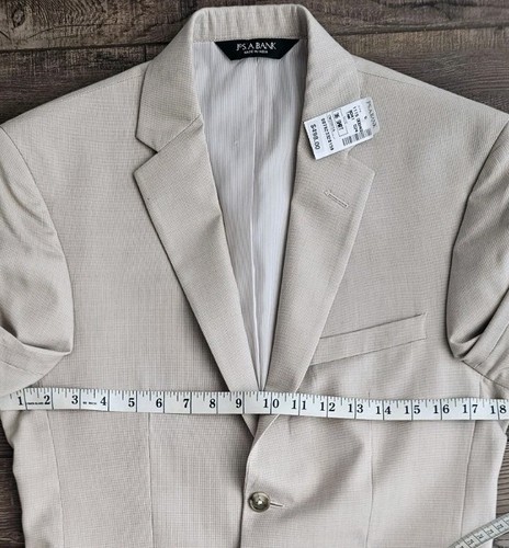 NEW Jos A Bank Tropical Executive Beige Wool Cott Suit 36S 30W Slim Fit No Hem - Picture 4 of 14