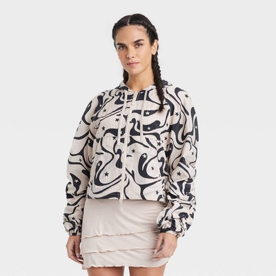 Joylab Women's Zip-Up Winter Hooded Packable Windbreaker Jacket Relaxed Fit