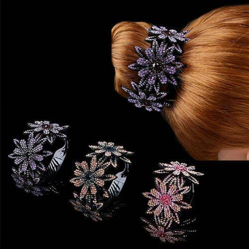 Hair Clips Women's Ponytail Rhinestone Crystal Claw Clamp Bun Net Hairpi Holder - Bild 8 von 16
