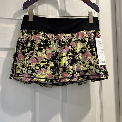 NWT Lululemon Pace Rival MR Skirt Inflected Highlight Yellow Multi Size : 6