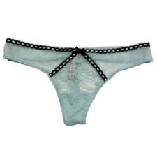 NWT VICTORIA'S SECRET Dream Angels Thong Sz S-M-L Blue Mesh Lace Black