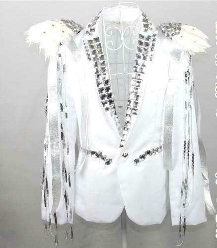 ALTRA Cappotto uomo strass piuma cantante dj danza palco giacca nightclub party top