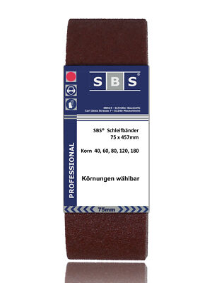 SBS  Schleifbänder 75 x 457mm 10 Stück 40, 60, 80, 120, 180, 240 Schleifband