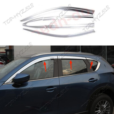 For 2017-2024 Mazda CX-5 Chrome Car Window Visors Sun Rain Guard Vent Deflector