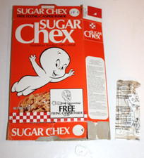 RARE 1970 Ralston  Sugar Chex Casper the Ghost Cereal Box w/ SEALED Flying Toy
