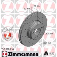 Zimmermann 2X Bremsscheibe Vorne Ø334 Mm InnenbelüFtet Gelocht FüR BMW 7Er E38