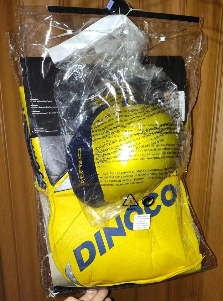 Nuevo Disney Pixar Cars 3 Dinoco 3D Paseo en Coche Disfraz Amarillo Unisex Conjunto Completo Foto 2 de 4