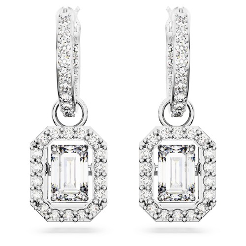 Swarovski Una drop earrings Octagon cut, White, Rhodium plated 5638495 - Picture 2 of 6