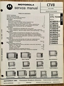Vintage Motorola 1971 Color TV Service Manual CTV8 for ATS & TS-938