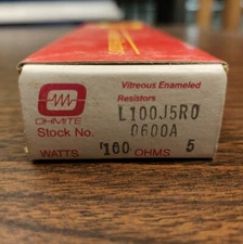 Ohmite 5 ohm, 100 W, 5% Wirewound Vitreous Enamel Power Resistor L100J5R0 - New