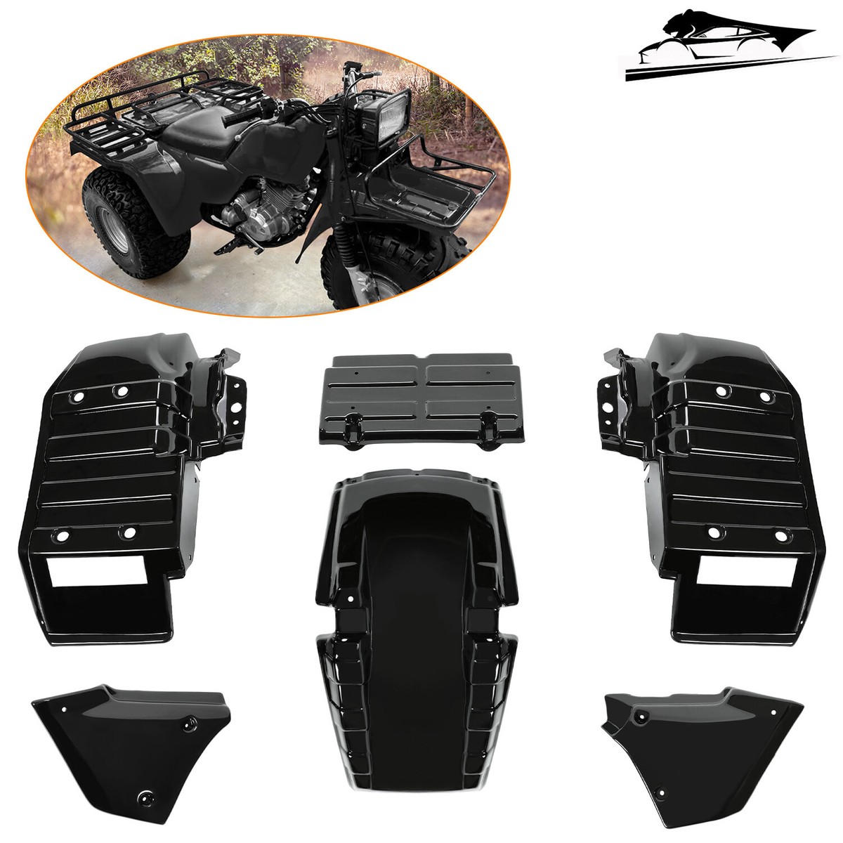 For Honda Big Red 250 ATC250ES 1985-1987 Black Plastic Kit Fender