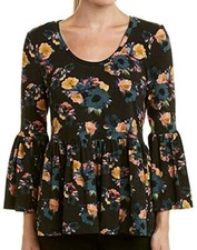 Nicole Miller Vintage Floral Bell Sleeve Top Size M