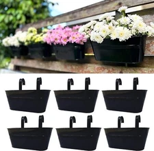 6 Pack Wall Mount Window Box Outdoor Plants Rail Planter Plants Flowers Pots