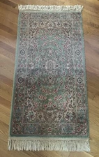 Vintage Karastan Rug Mint Green Kirman Pattern #712 Wool 2 ft 2 in x 4 ft 8 in