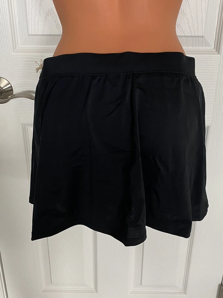 Parte inferior de natación Caribbean Joe talla 12 negra con falda nueva con etiquetas Foto 3 de 4