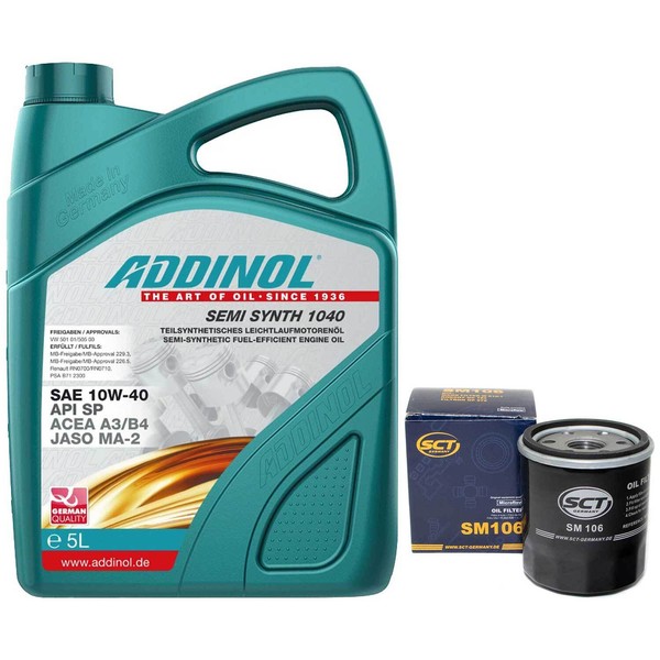 MotoröL Set 10W-40 Addinol 5 Liter + ÖLfilter FüR Suzuki Toyota Carina MR 2 II-image