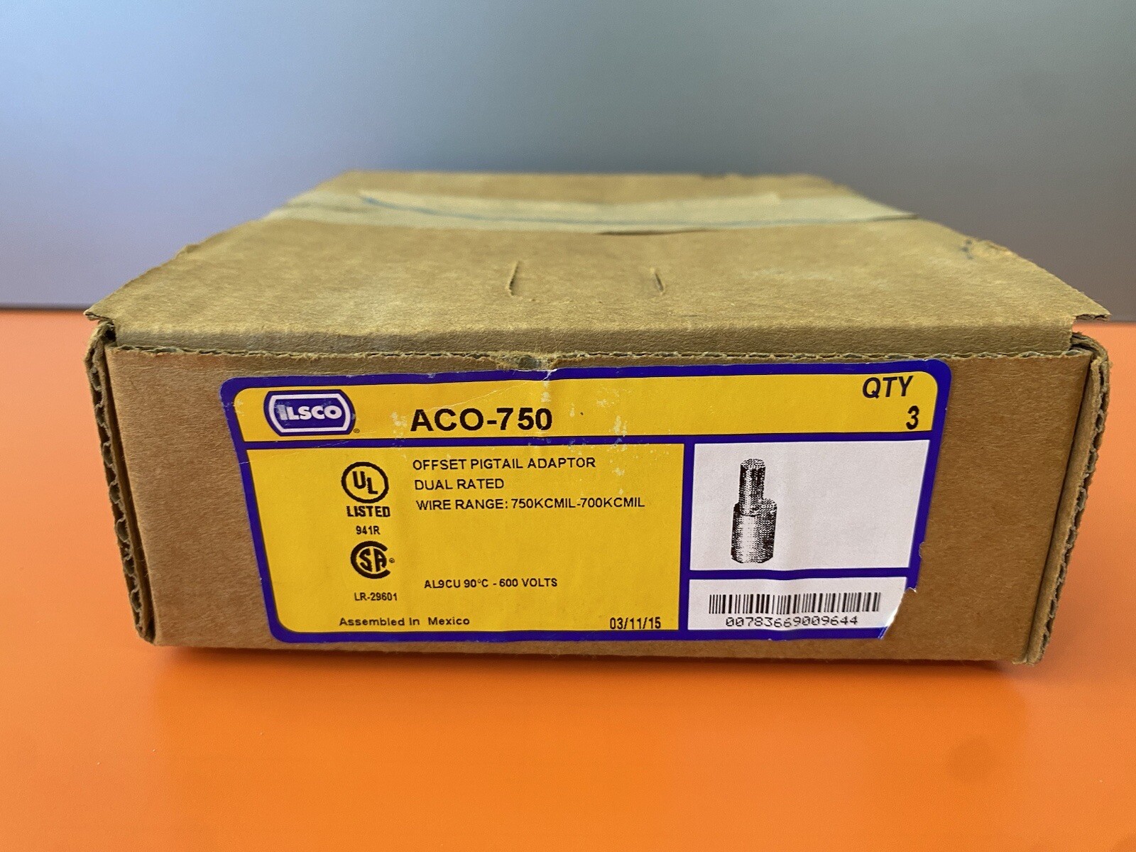 Ilsco Offset Pigtail Adaptor Wire Range 600V 750KCMIL700KCMIL ACO750