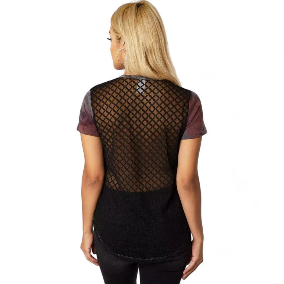 Women's Affliction Sacred Hope Value Wash Stones & Lace Back Y2K T-Shirt XS-XL - Image 2 of 2