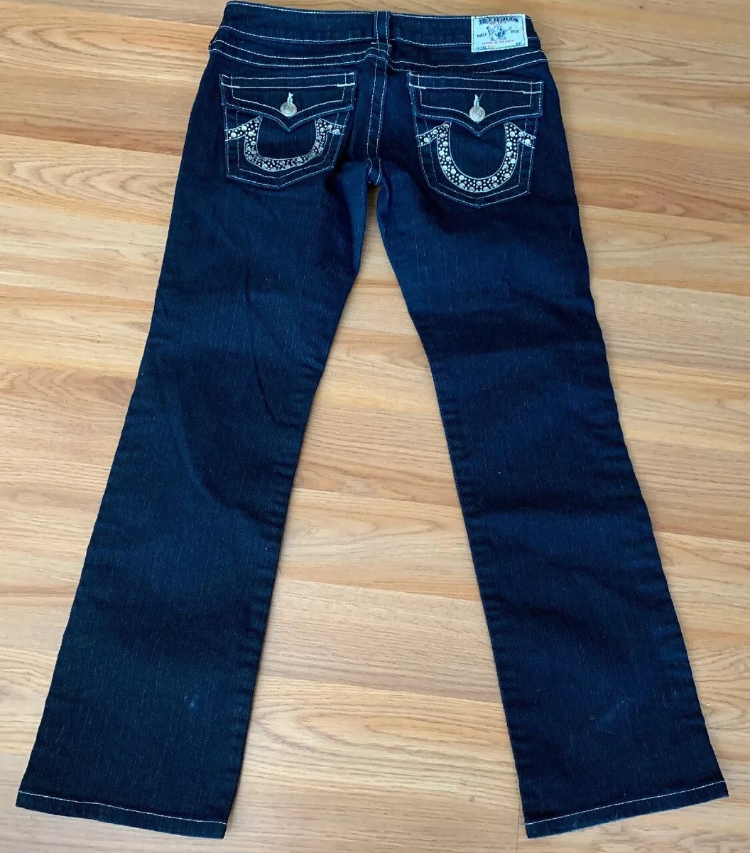 True Religion Sequins Embellished Blue Denim Jeans Billy Womens