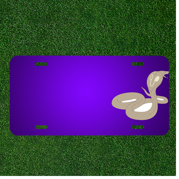 Create Your Own Custom Personalized License Plate Featuring a Snake Cobra Head Design with Names in Brown