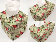 Cardinals Holly Evergreen Christmas Tissue Box Cover 