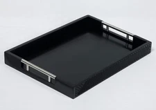 16.5x12 Inch Rectangle Coffee Table Tray Serving Tray with Metal Handles