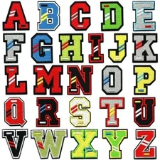 Multi Colour Letter Patch Patches Iron on / Sew on Alphabet Embroidery Clothes
