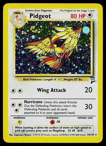 Pokemon Card - Pidgeot Base Set 2 14/130 Holo Rare