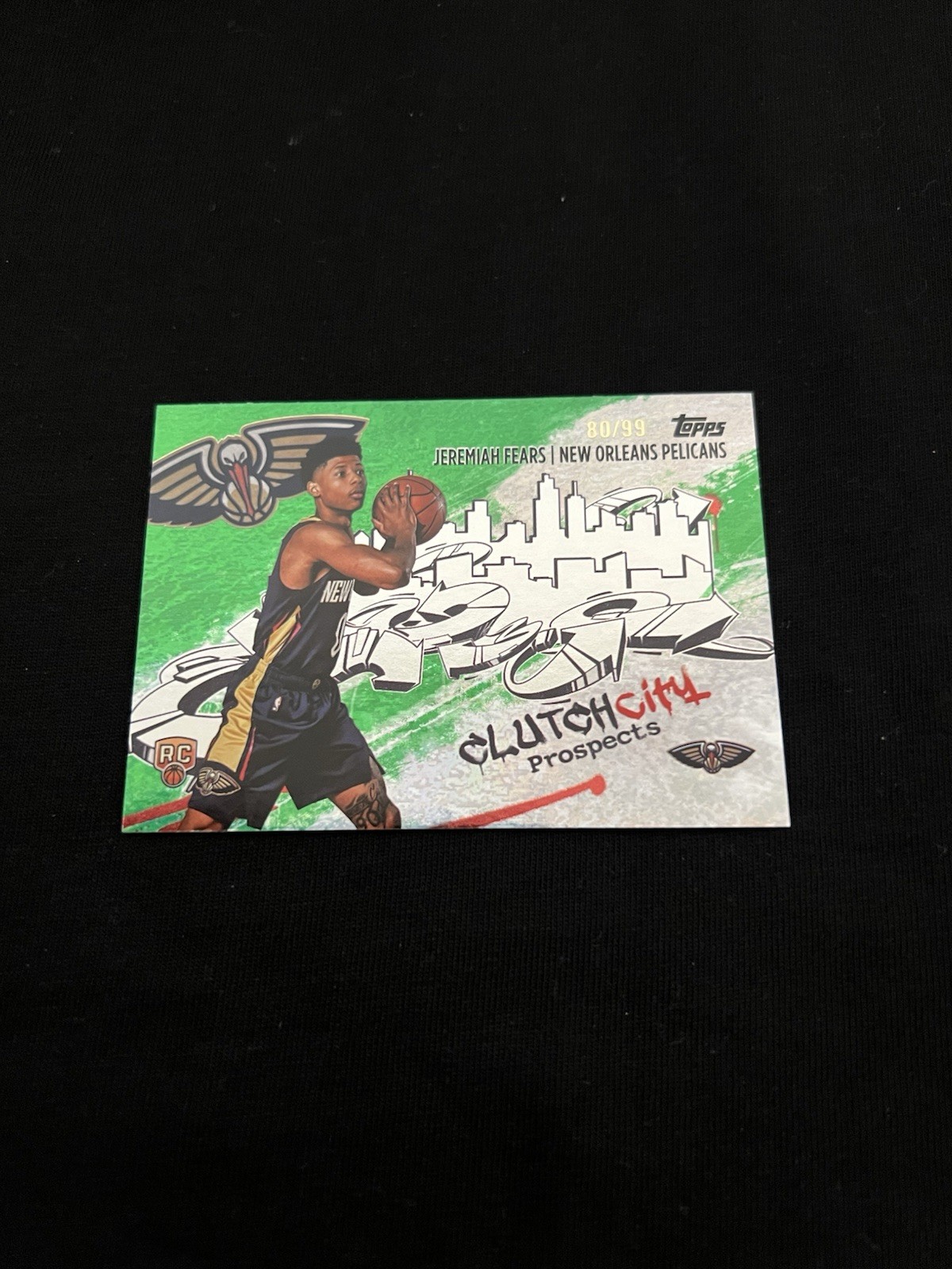 2025-26 TOPPS BASKETBALL CLUTCH CITY JEREMIAH FEARS RC PELICANS #CC-7 GREEN /99