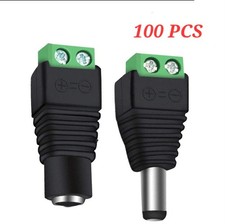 100 PCS Male  Female DC Power Jack Adapter Plug 5.5mm x 2.1mm 12V for CCTV LED