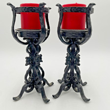 Pair of VTG Mid Century Hammered Black Wrough...