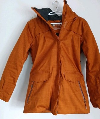 Helly Hanson Brown Tech Performance Parka/Detachable Fur Line Hood Womens M READ
