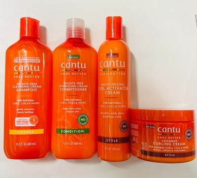 Cantu Sheabutter Shampoo & Conditioner, Lockenaktivator, Kokos Lockencreme.