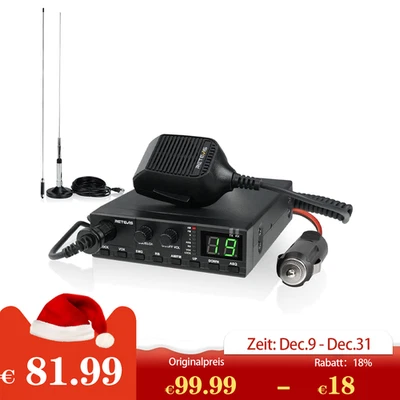 Retevis MB62 40-Kanal 4W CB AM/FM Mobile Radio Kanal 9/19