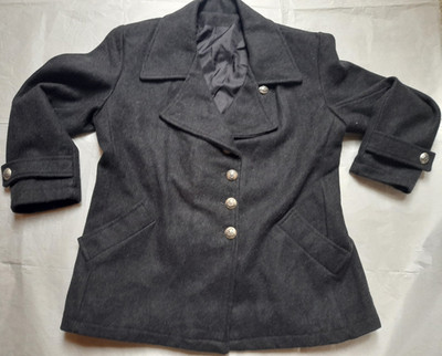 NEU Da.  Winter Wollmantel Mantel Jacke Caban Stil 38-40 Dunkelgrau Reverskragen