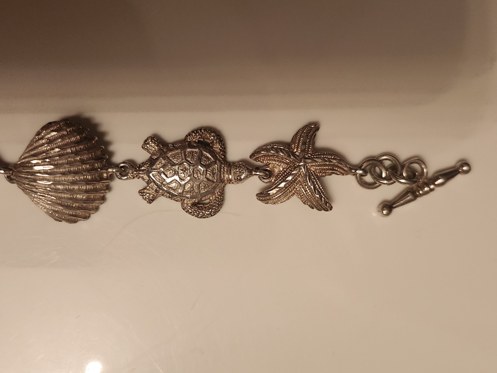 Sterling Shells,turtles starfish toggle Bracelet - image 5