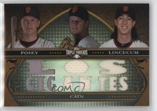 2013 Triple Threads Relic Combos 14/36 Buster Posey Matt Cain Tim Lincecum 0b0