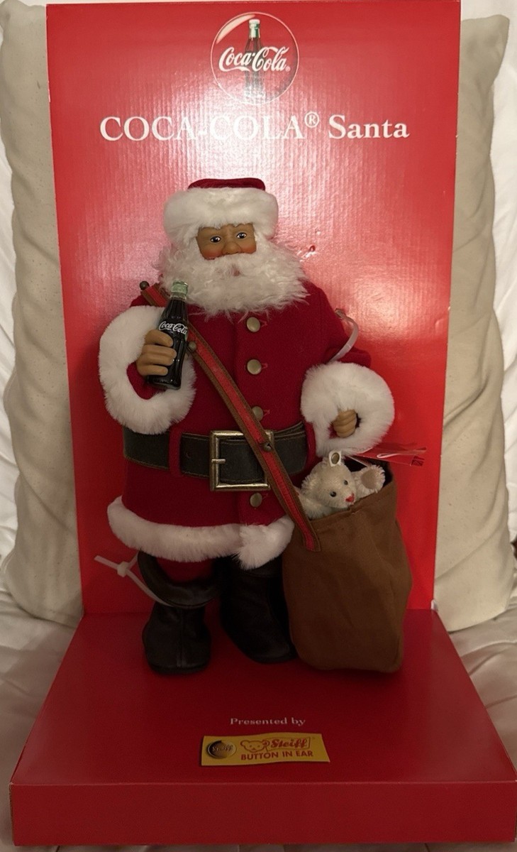 STEIFF COCA-COLA Classic 1931 Santa Doll & Mini Mohair Polar Bear