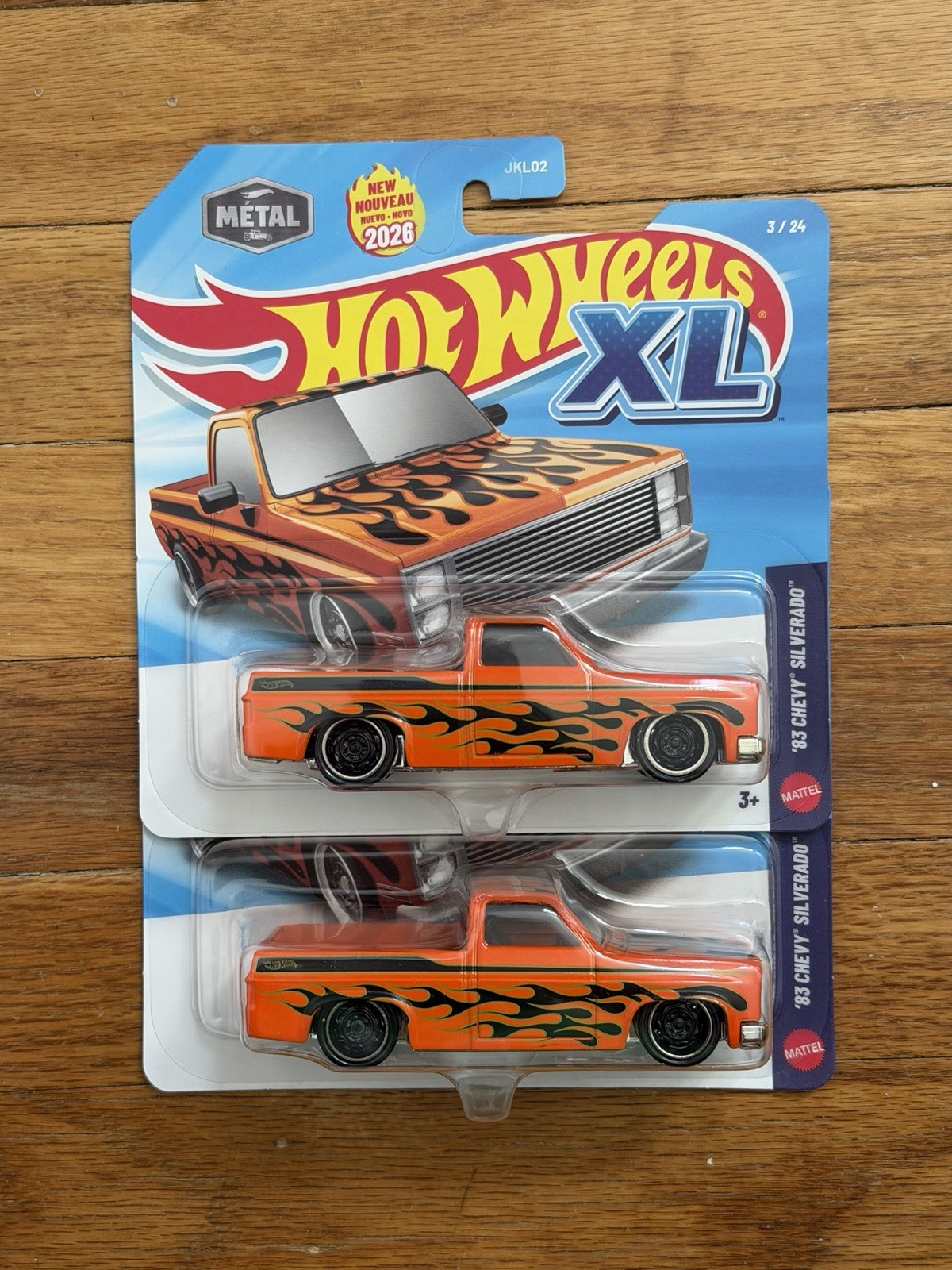 Hot Wheels XL ‘83 Chevy Silverado Orange Flames Metal Diecast
