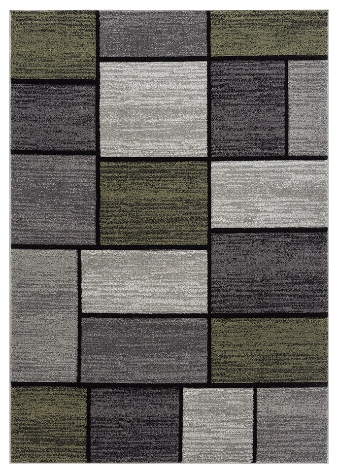 Alfombra verde abstracta moderna alfombra geométrica para sala de estar Foto 2 de 4