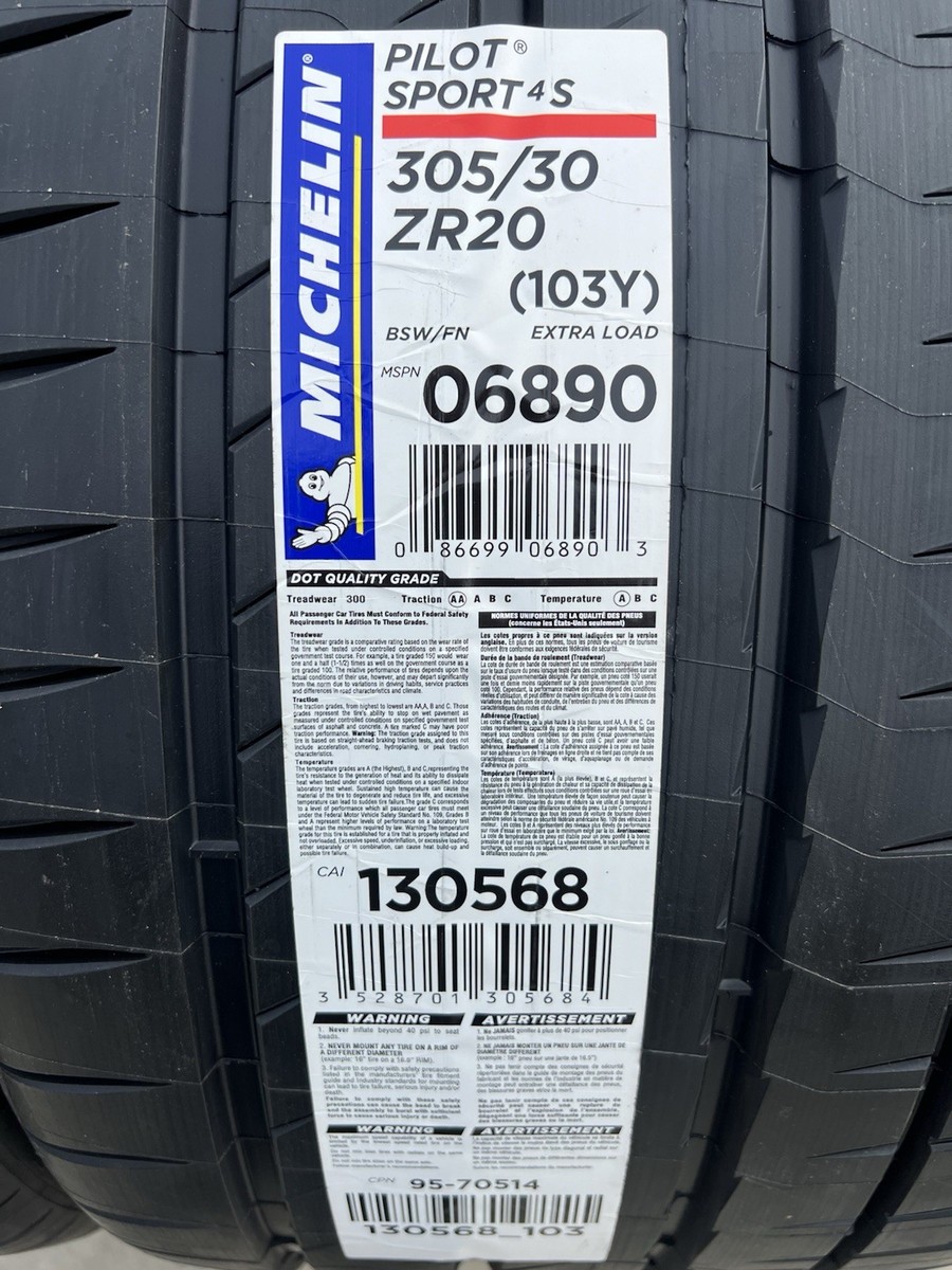 Set of TWO BRAND NEW 305/30ZR20 Michelin Pilot Sport 4S PS4S Tires
