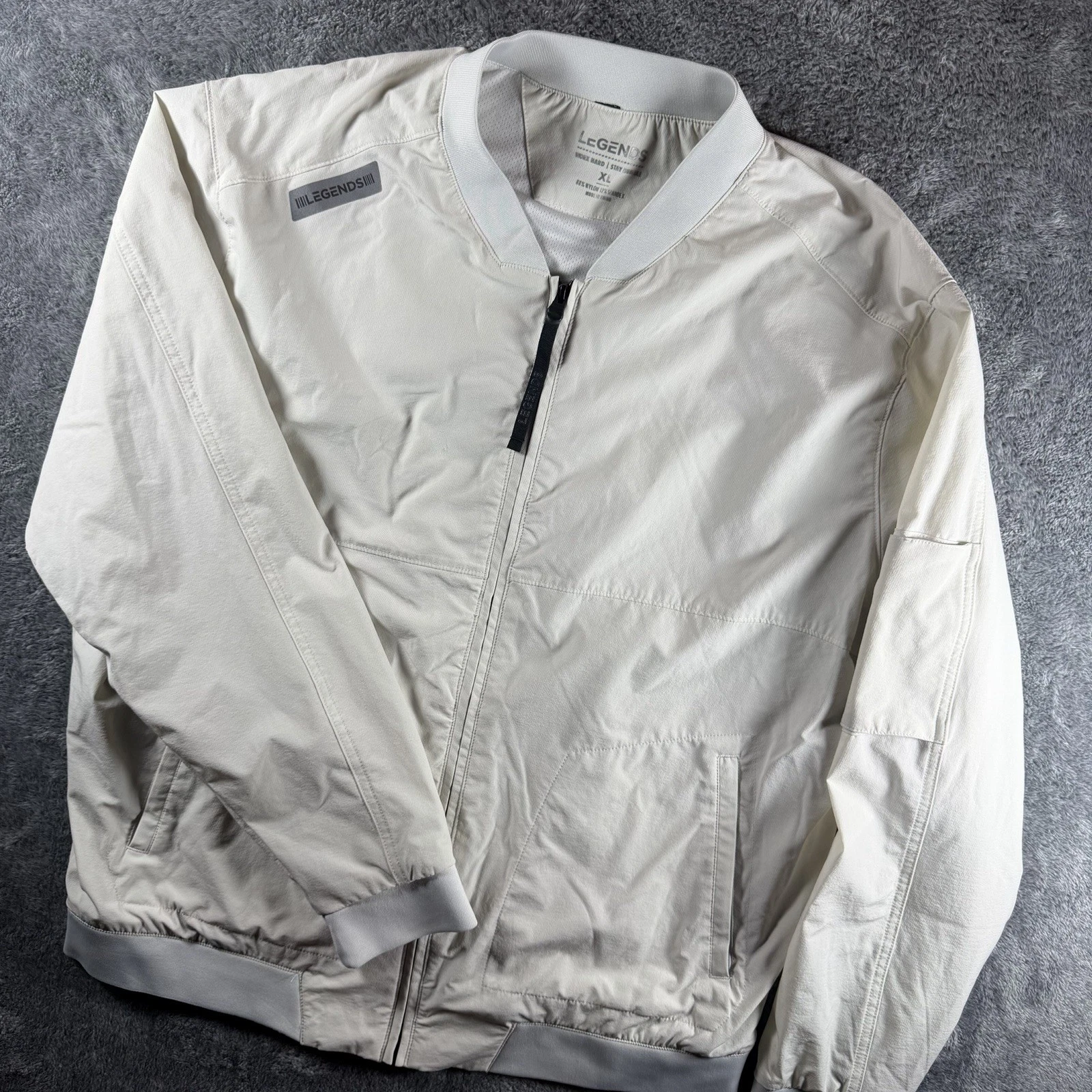 Legends Jacket Mens XL Bone Carson Bomber Performance Stretch Athletic Zip