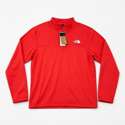 The North Face Mens 1/4 Zip Pullover Fleece Jacket Orange Logo Size XL