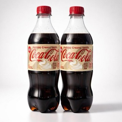 Coca-Cola Holiday Creamy Vanilla Coke Limited Edition 20oz Bottles Lot 2 New