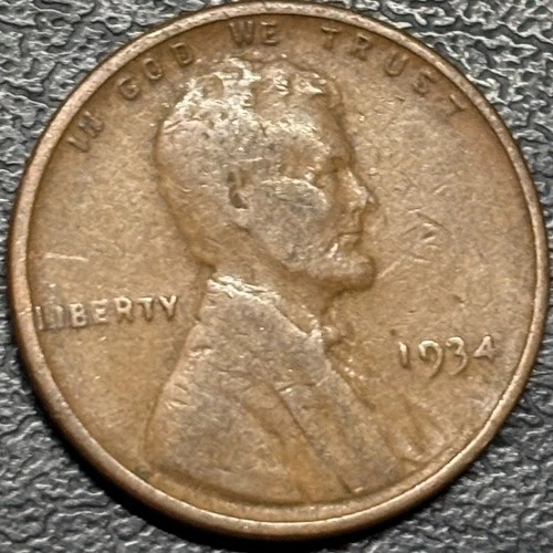 1934 Lincoln Wheat Cent - Fine to XF Extra Fine - Copper Penny Coin Token RARE